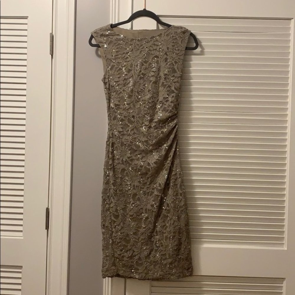 Beautiful Lt Brown Sleeveless Sequin Midi Dress M
